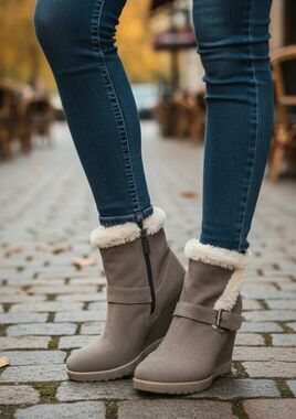NWOB AQUATALIA Carlotta Faux Fur Wedge Bootie Size 39